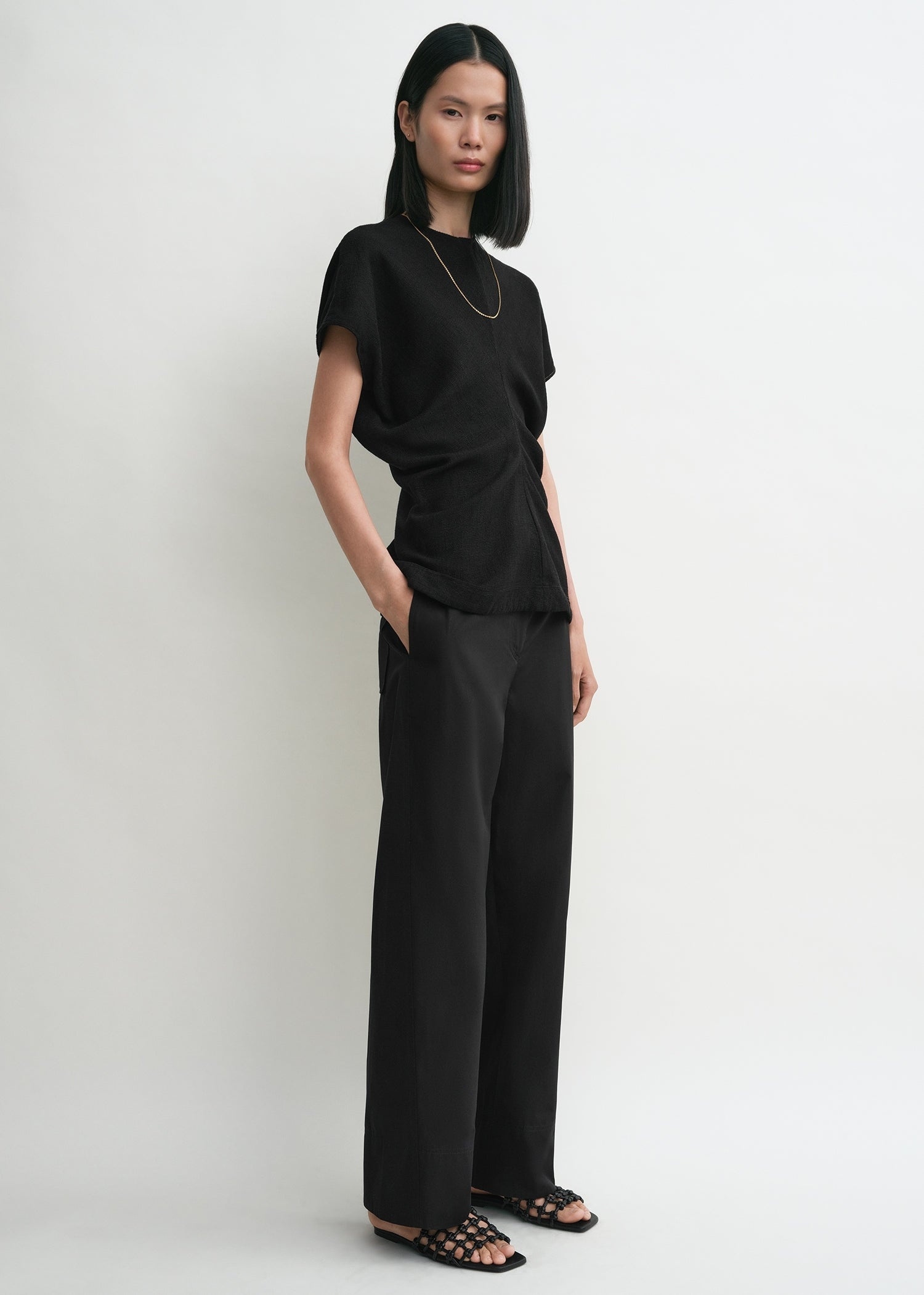 Slouch waist basketweave top black - 3