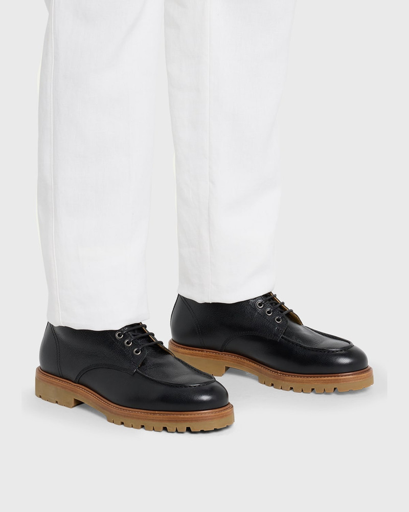 Brunello Cucinelli Men's Apron Toe Leather Lace-Up Boots outlook