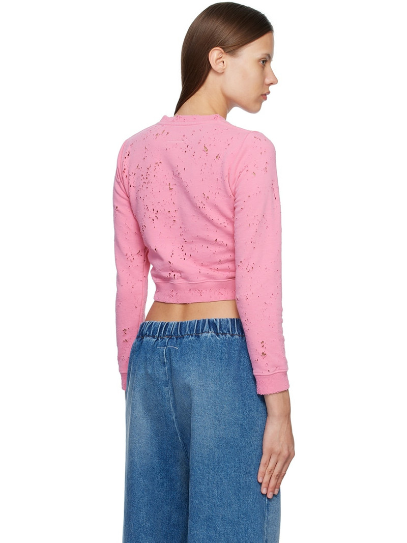 Pink Distressed Crewneck Sweatshirt 3