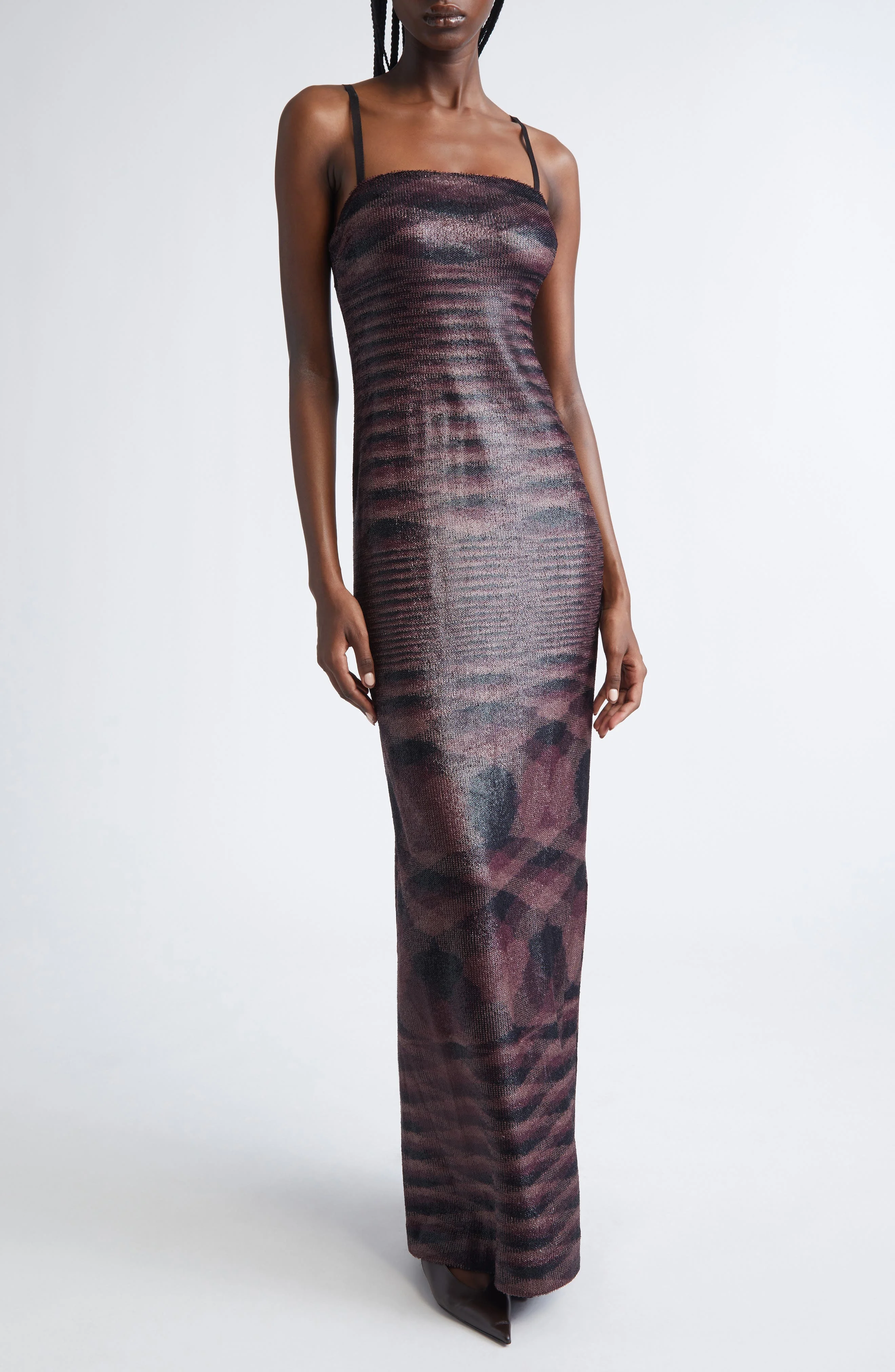 Missoni Flame Pattern Knit Removable Straps Dress in Multi Brown And Black at Nordstrom - 1