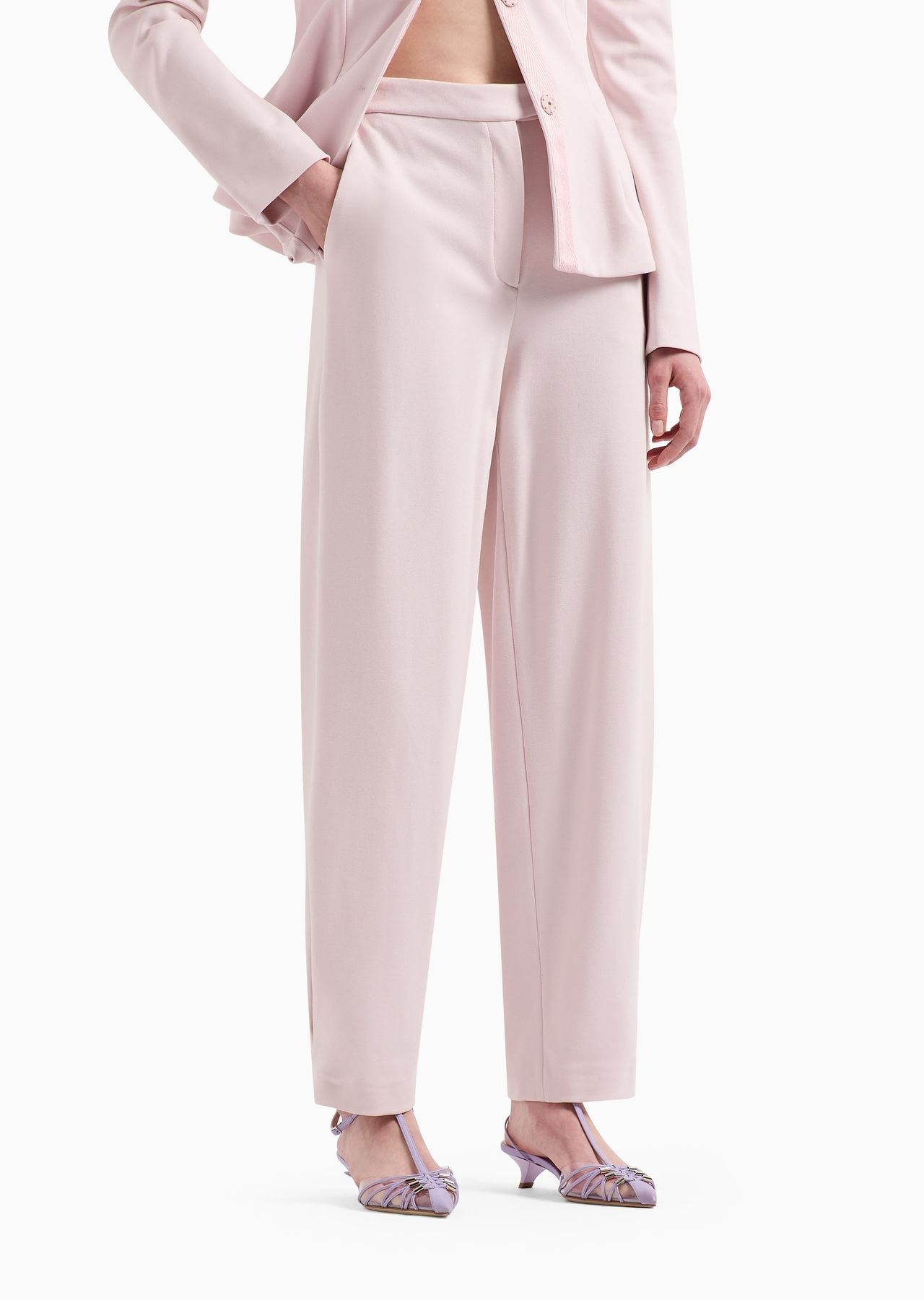Stretch Milano-stitch fabric trousers with narrow hem - 2