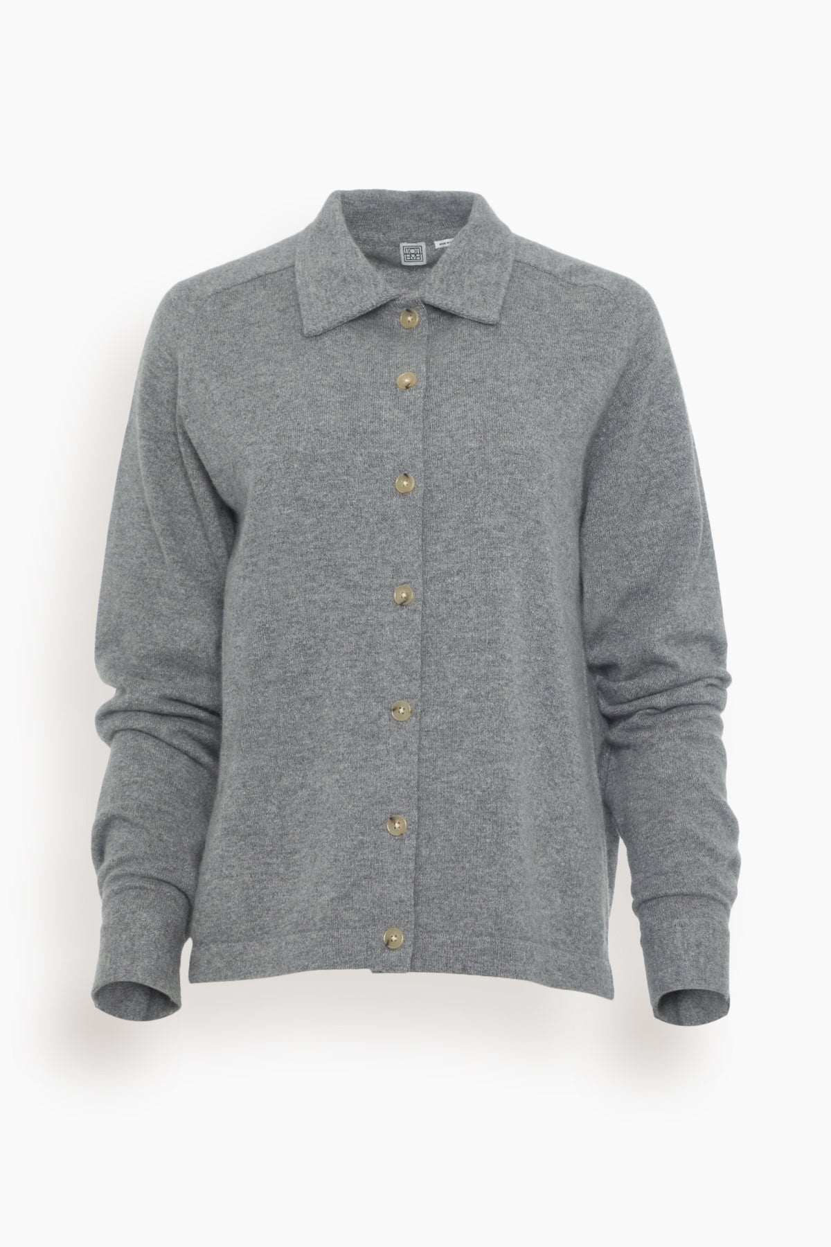 Raglan Sleeve Cashmere Shirt in Grey Melange - 1