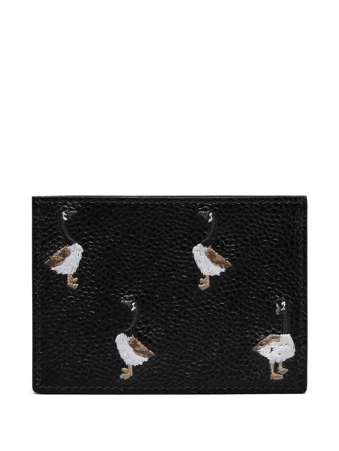 Pebble Grain Goose Embroidery Single Card Holder Men - 2