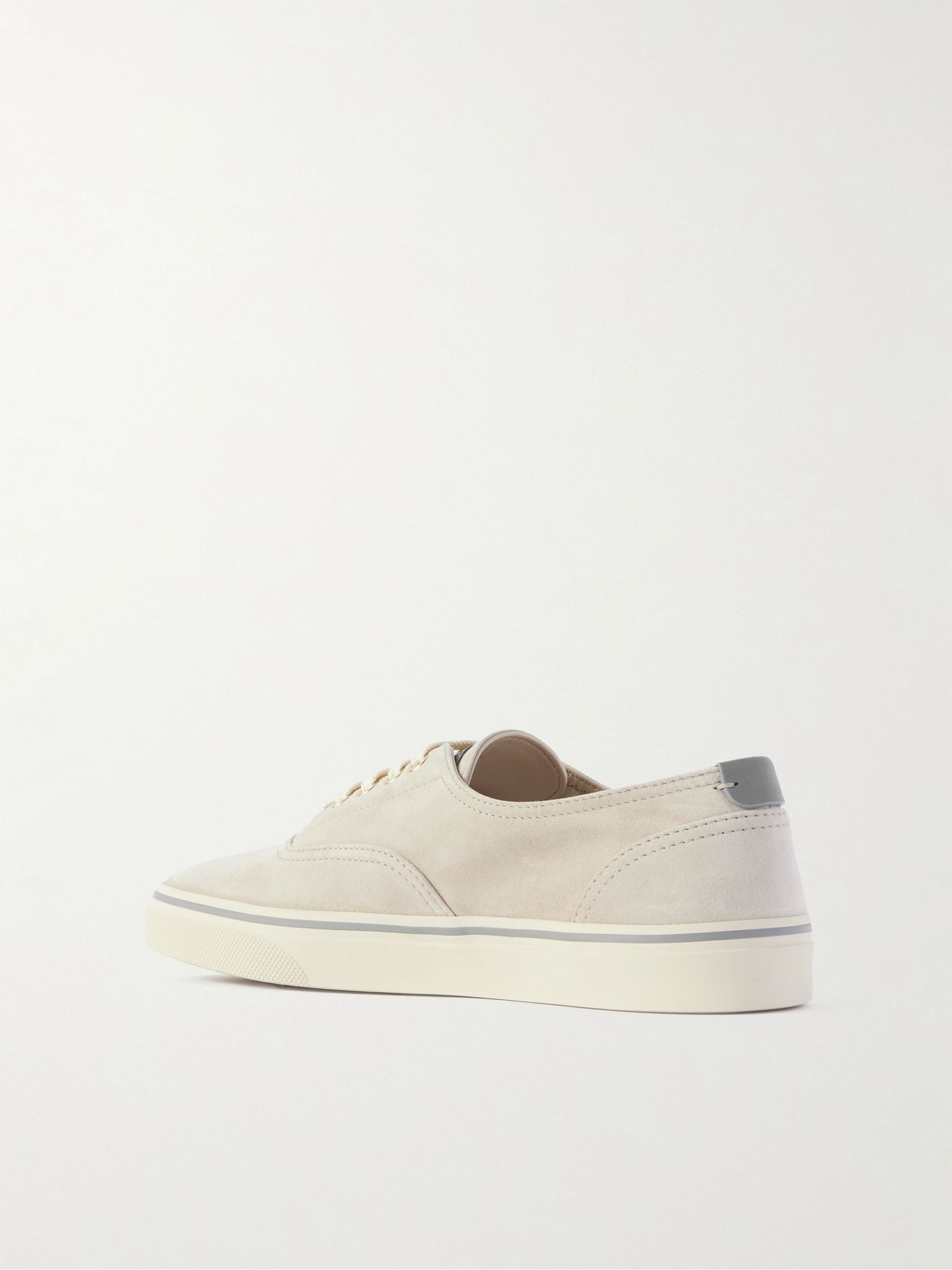 Leather-Trimmed Suede Sneakers Beige - 4