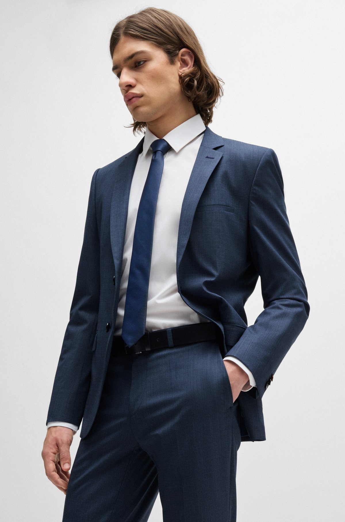 EXTRA-SLIM-FIT TROUSERS IN HOUNDSTOOTH STRETCH CLOTH - 5
