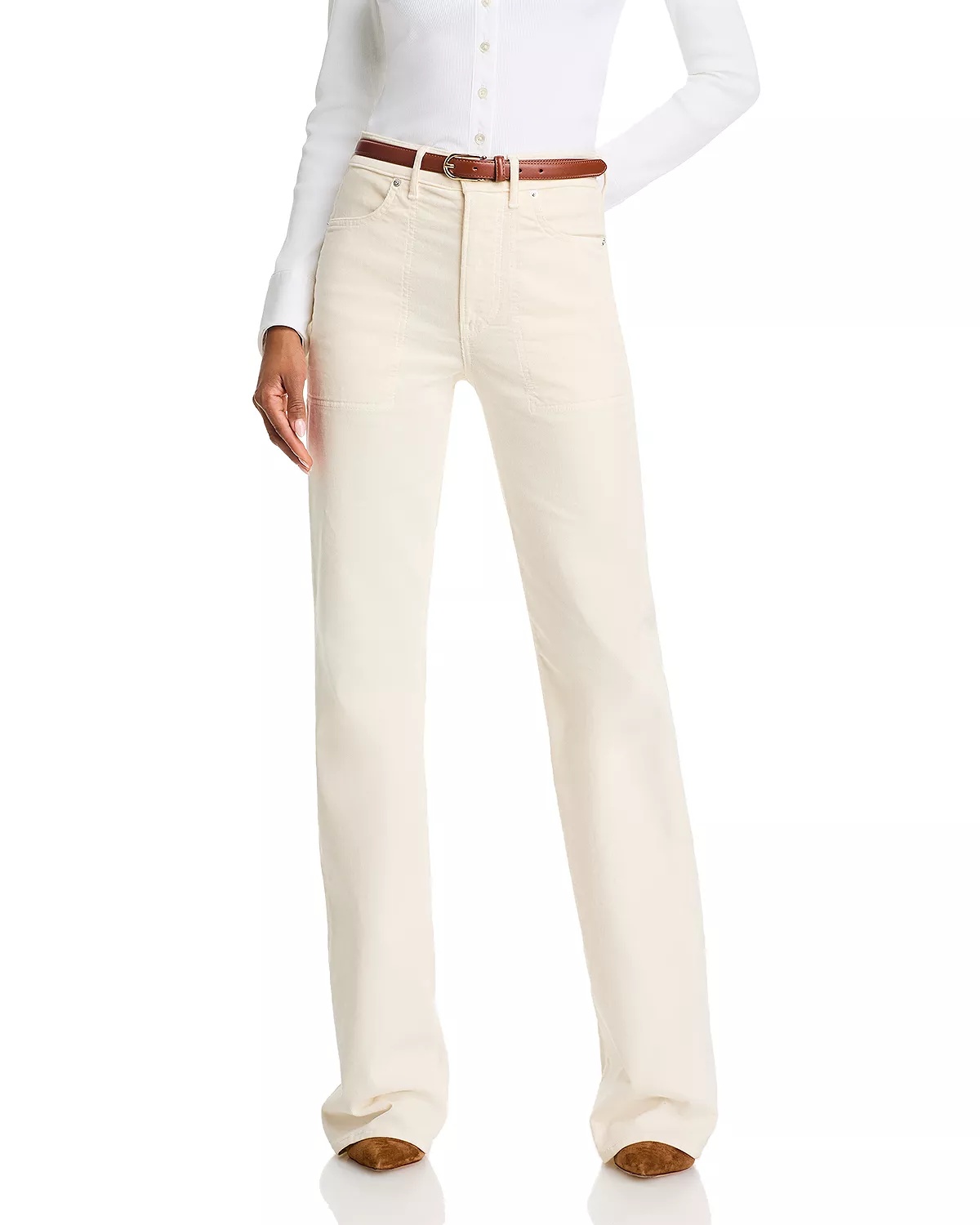 Crosbie High Rise Wide Leg Jeans in Ecru - 1