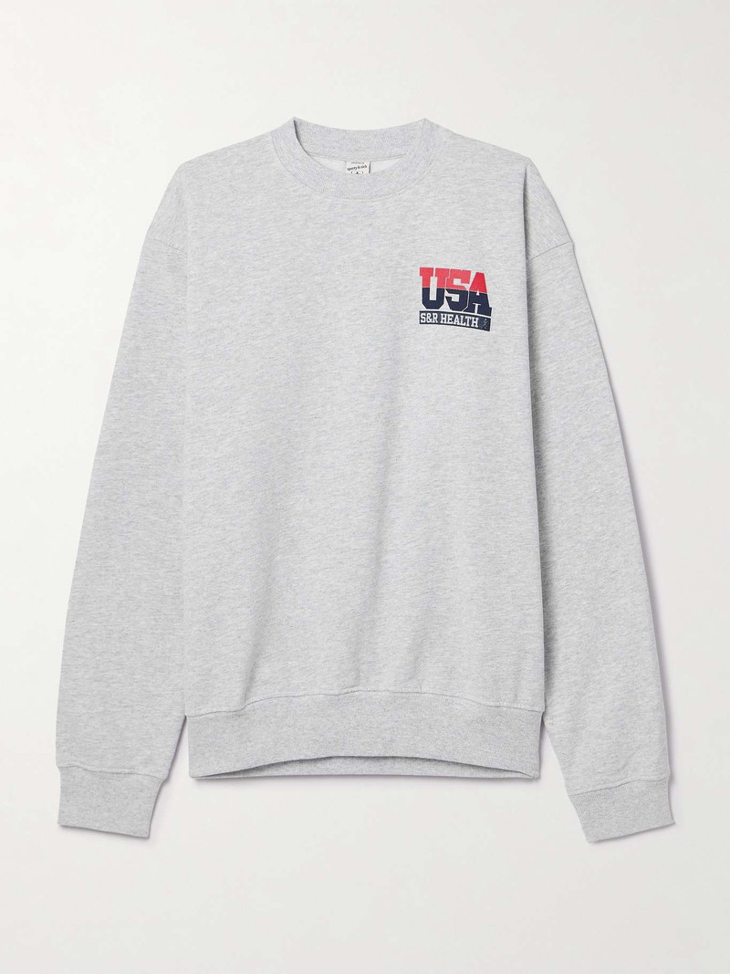 + adidas Originals printed cotton-blend jersey sweatshirt Light gray 1