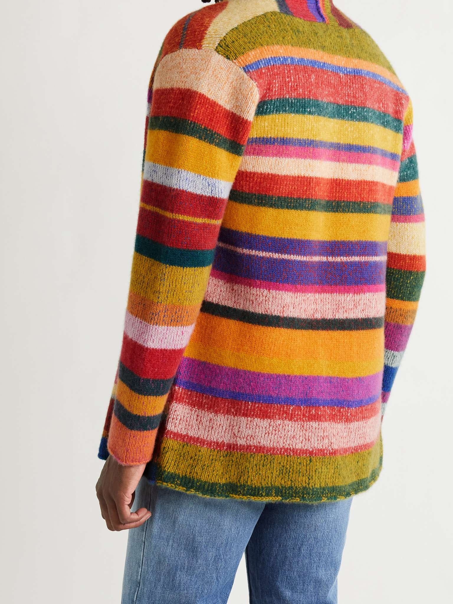 Shawl-Collar Striped Cashmere Cardigan - 4