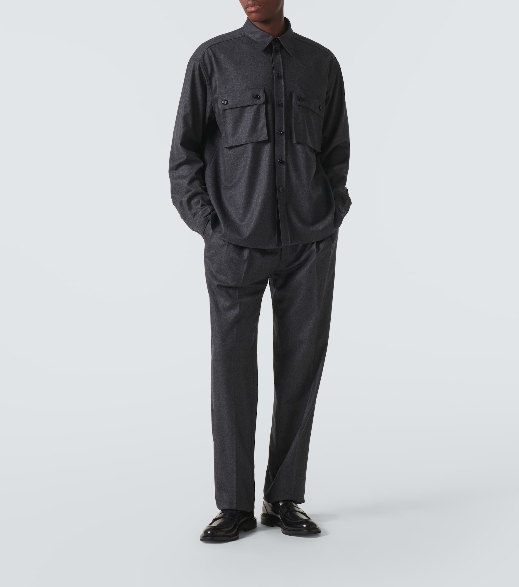Virgin wool flannel straight pants - 2