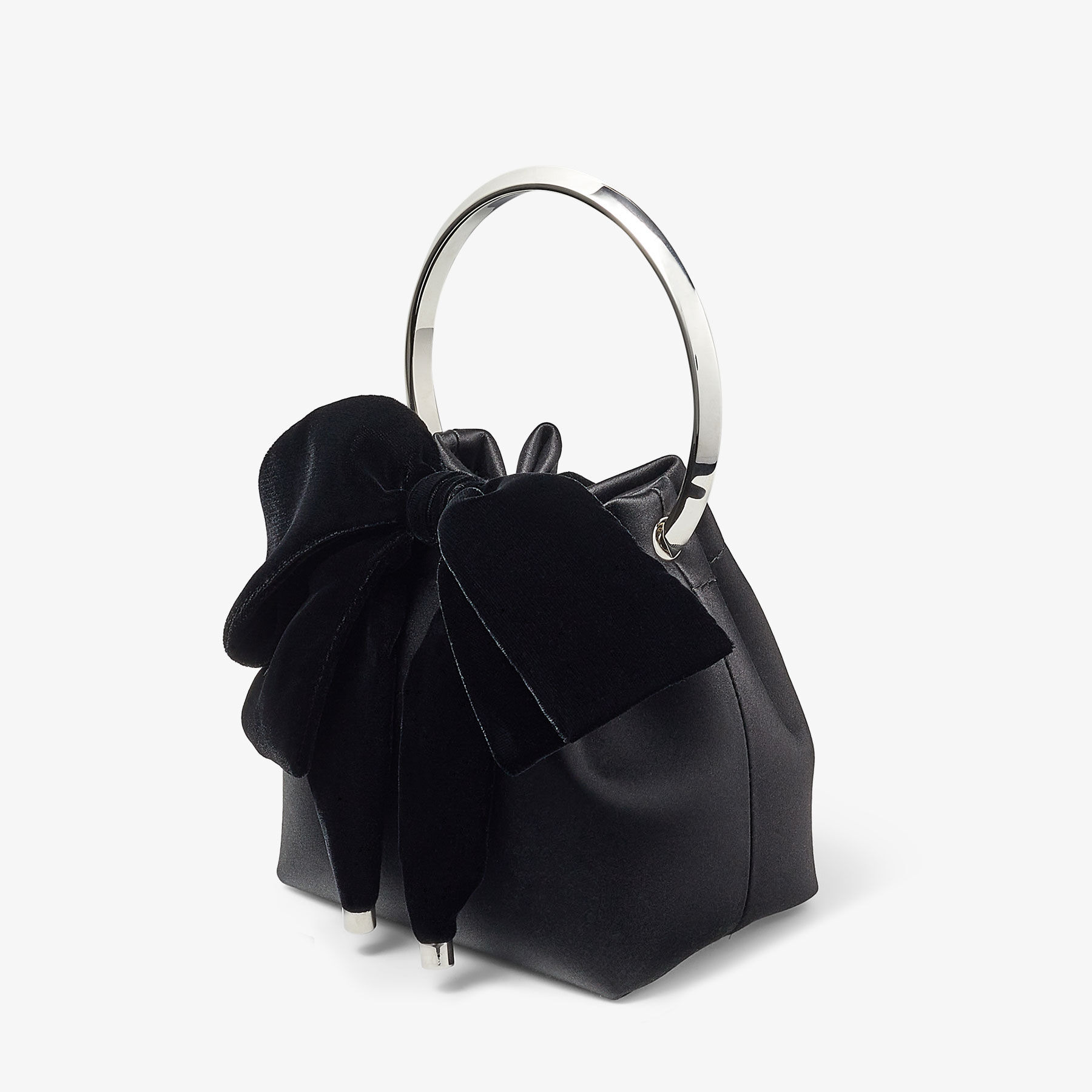 Bon Bon
Black Satin Bucket Bag with Velvet Bow - 2