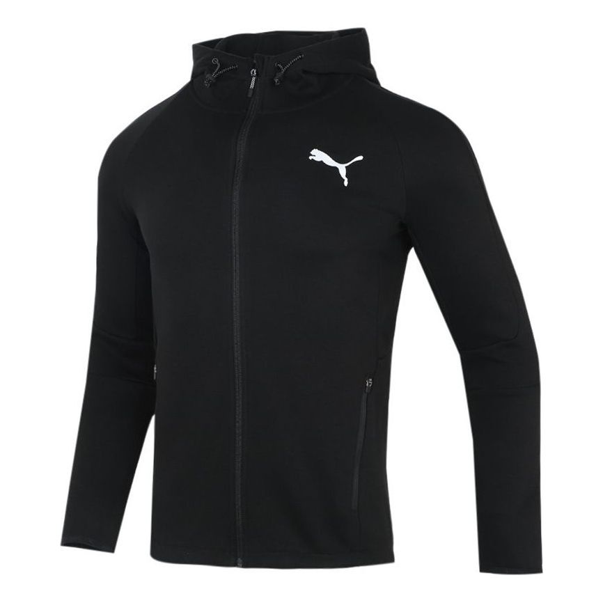 PUMA Running Sports Training Knit hooded Logo Jacket Black 846341-01 - 1