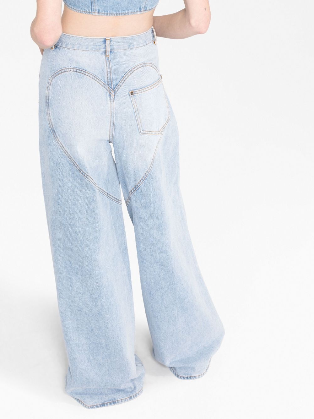 wide-leg crystal jeans - 3
