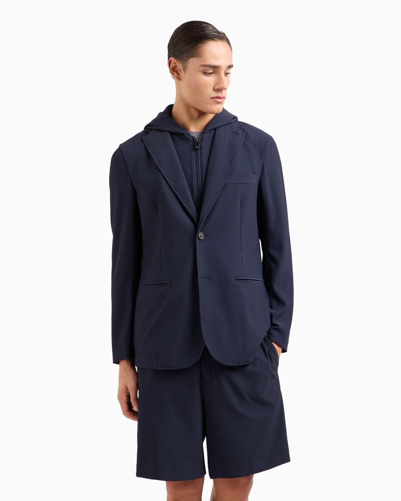 EMPORIO ARMANI CANNETÉ STRETCH NYLON BLAZER WITH DETACHABLE INNER PANEL AND HOOD outlook
