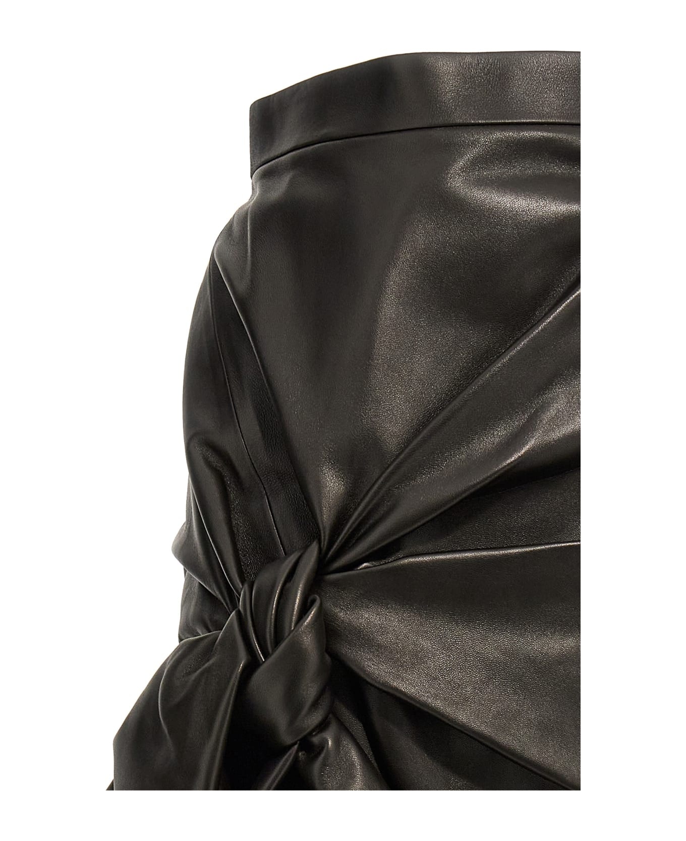 Leather Skirt With Maxi Bow - 3