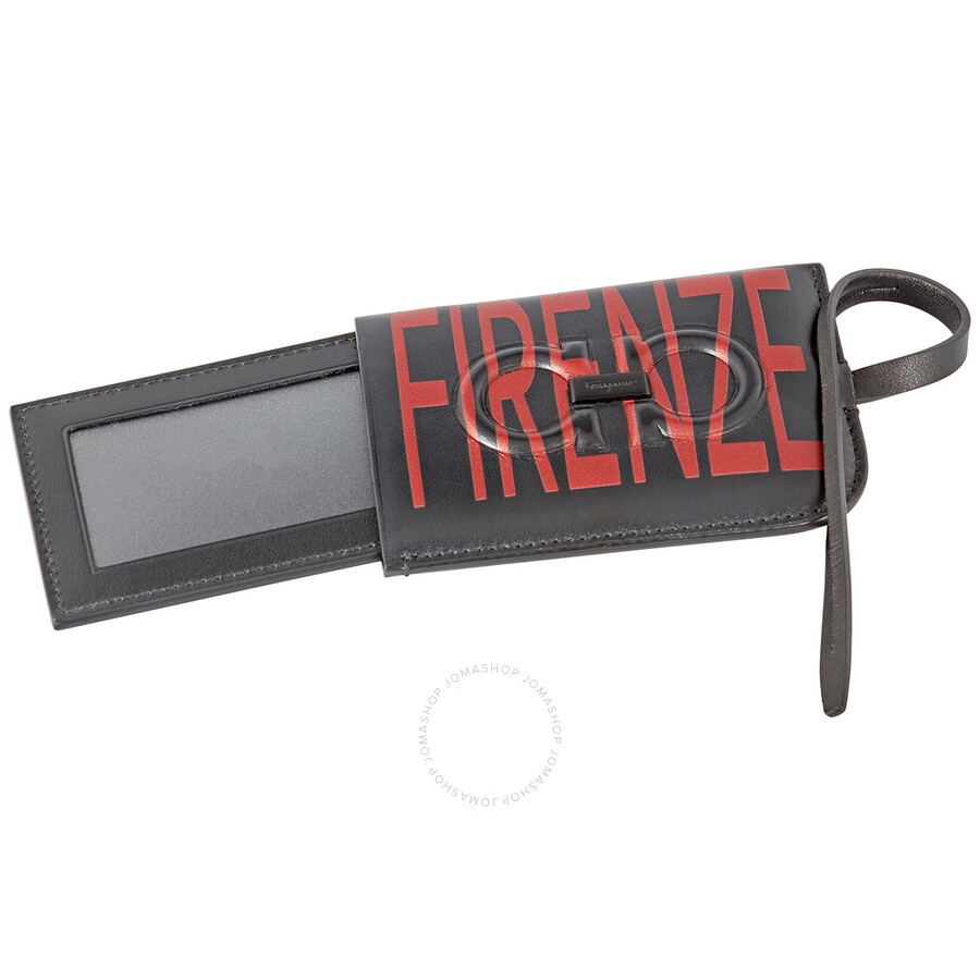 Salvatore Ferragamo Black/Red Men's Firenze ID Holder - 2