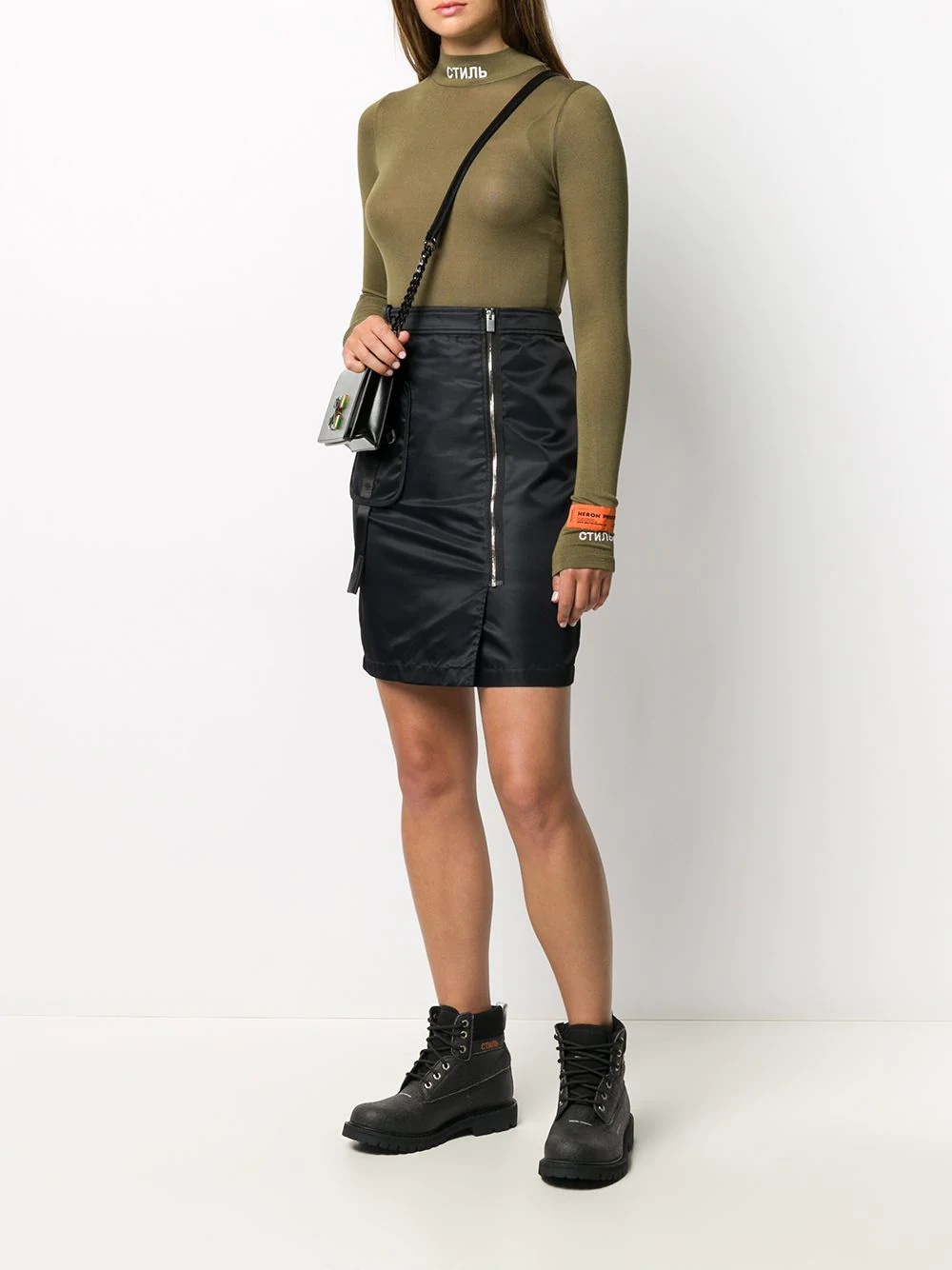 high-waisted zip-up skirt - 2