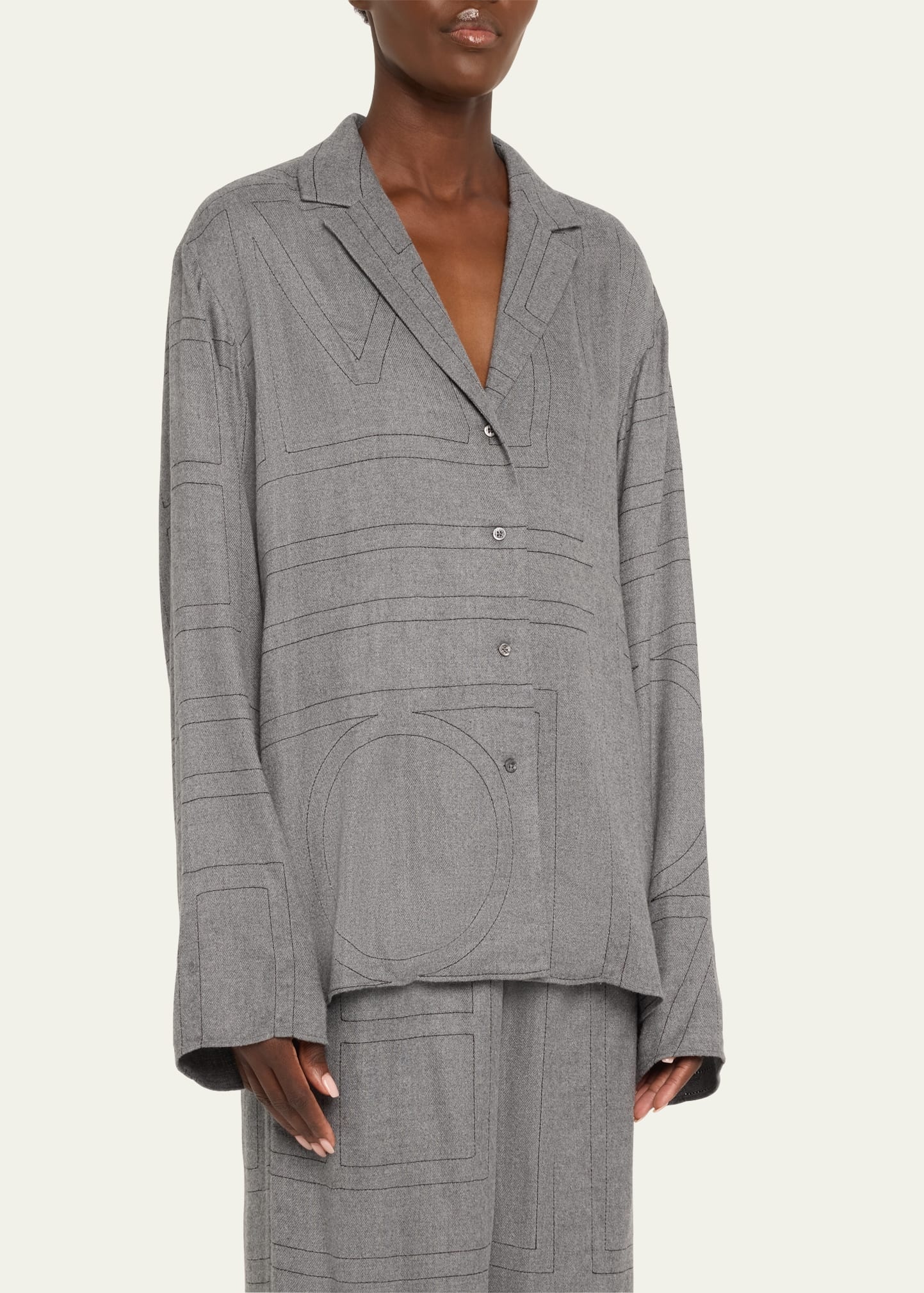 Monogram Flannel Pajama Top - 4