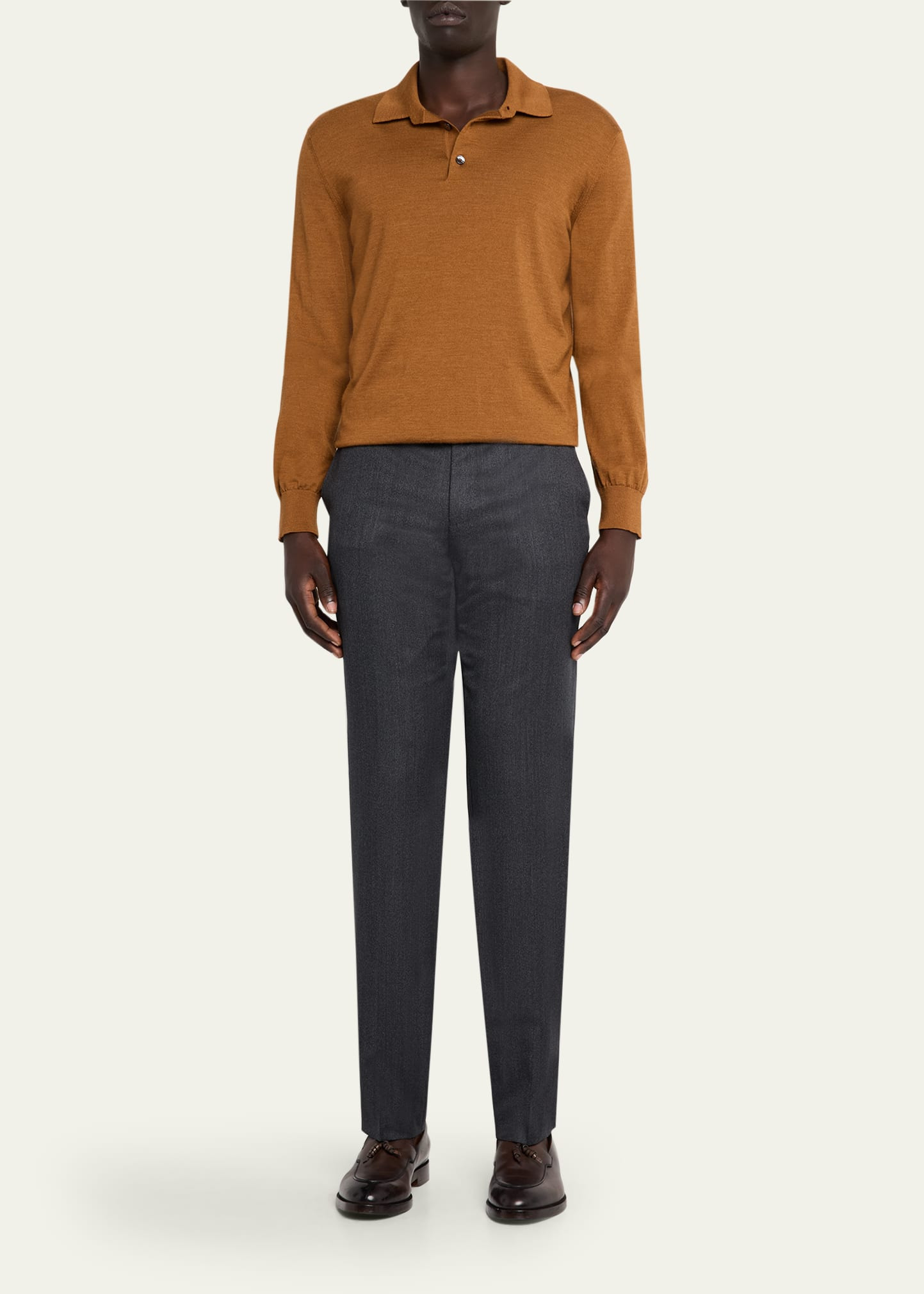 Men's Trofeo Wool Straight Fit Flat-Front Pants - 2