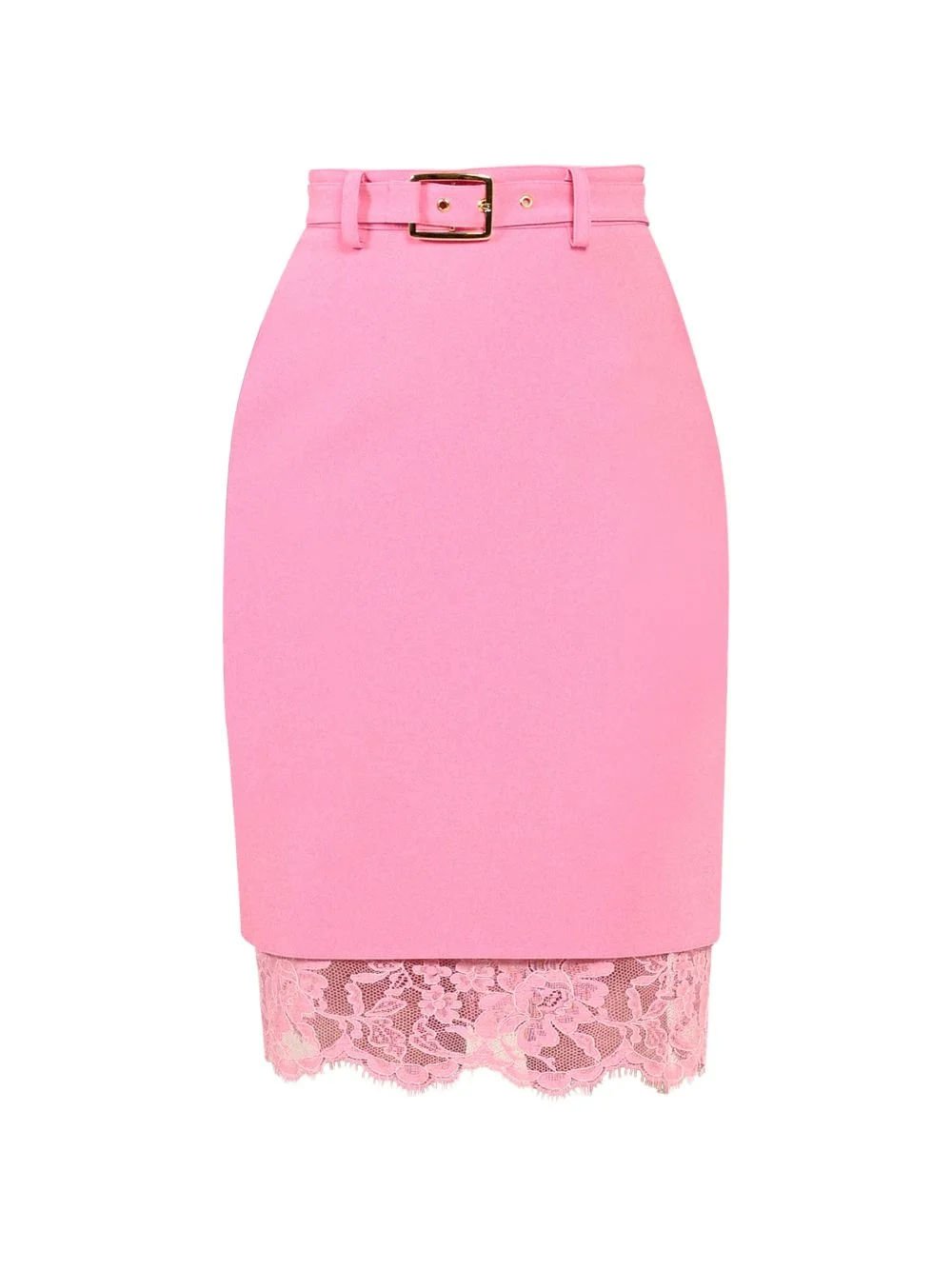 lace-trim belted skirt - 1
