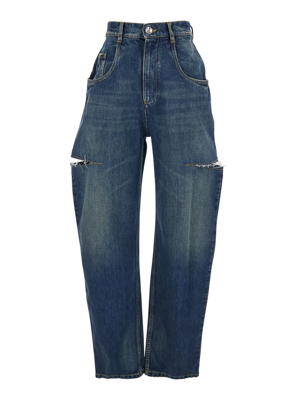 Maison Margiela Women Blue Five-Pocket Style Jeans With Rips In Cotton Denim Woman - 1