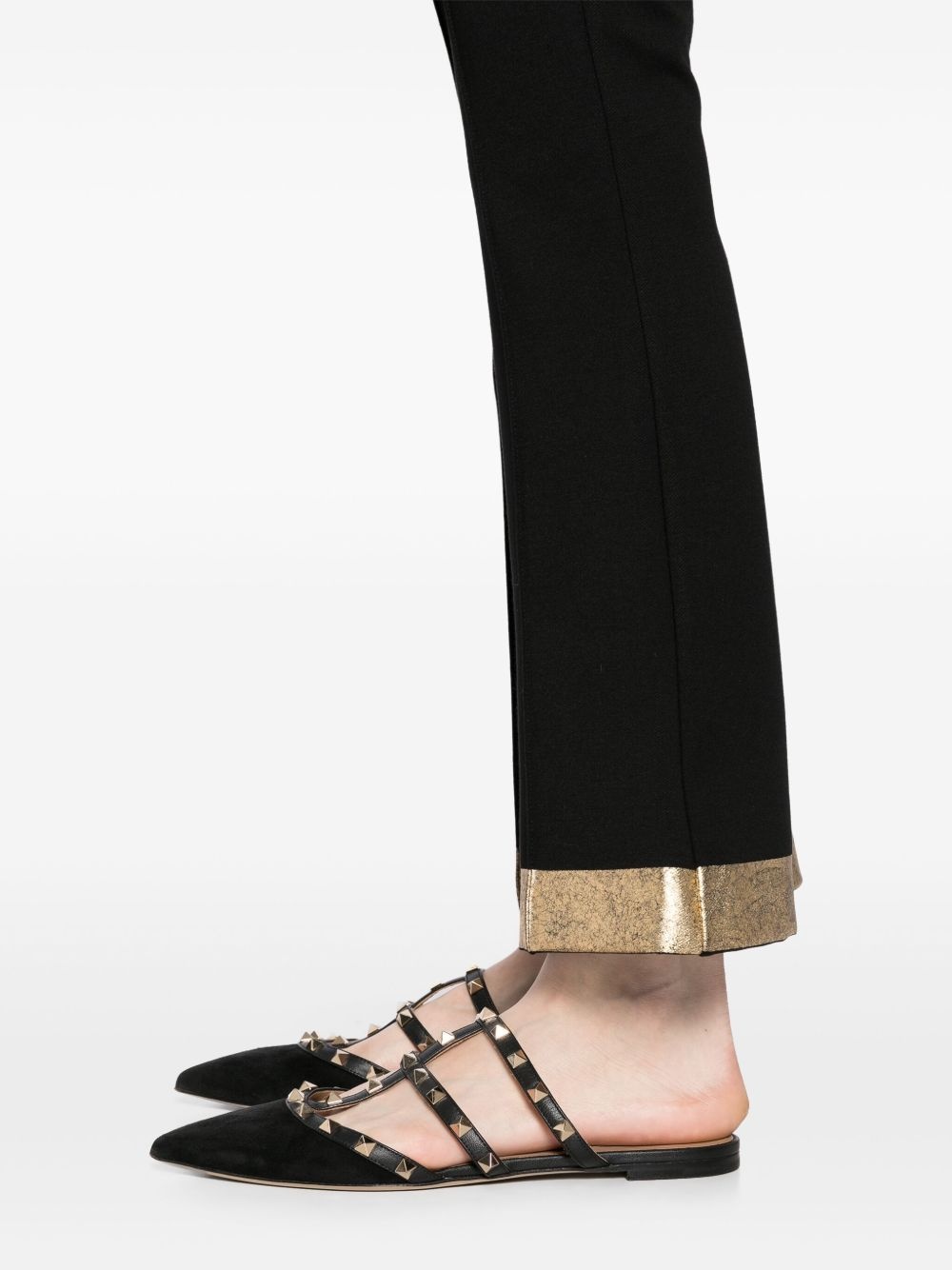 gold-hem flared trousers - 5