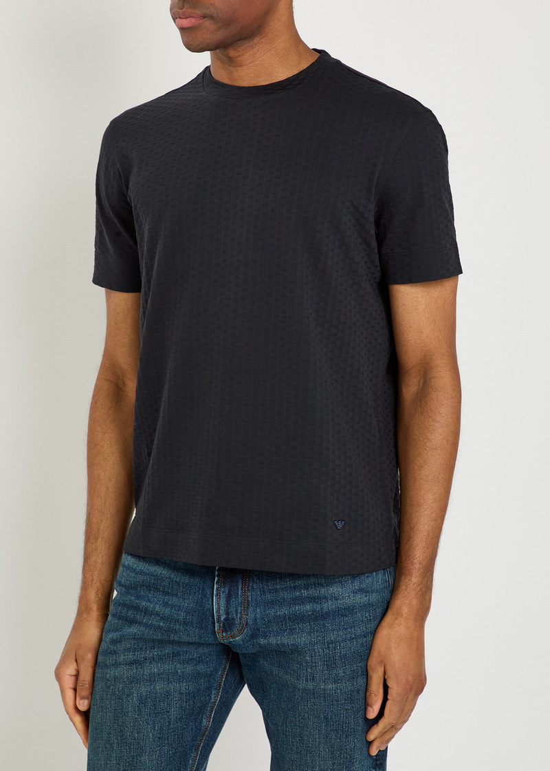 EMPORIO ARMANI Emporio Armani Jacquard Logo-embroidered Cotton T-shirt outlook