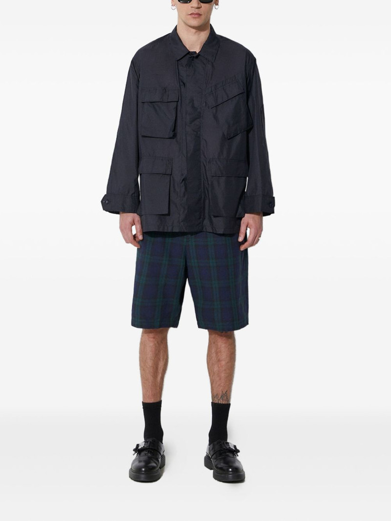 Engineered Garments pleated tartan shorts outlook