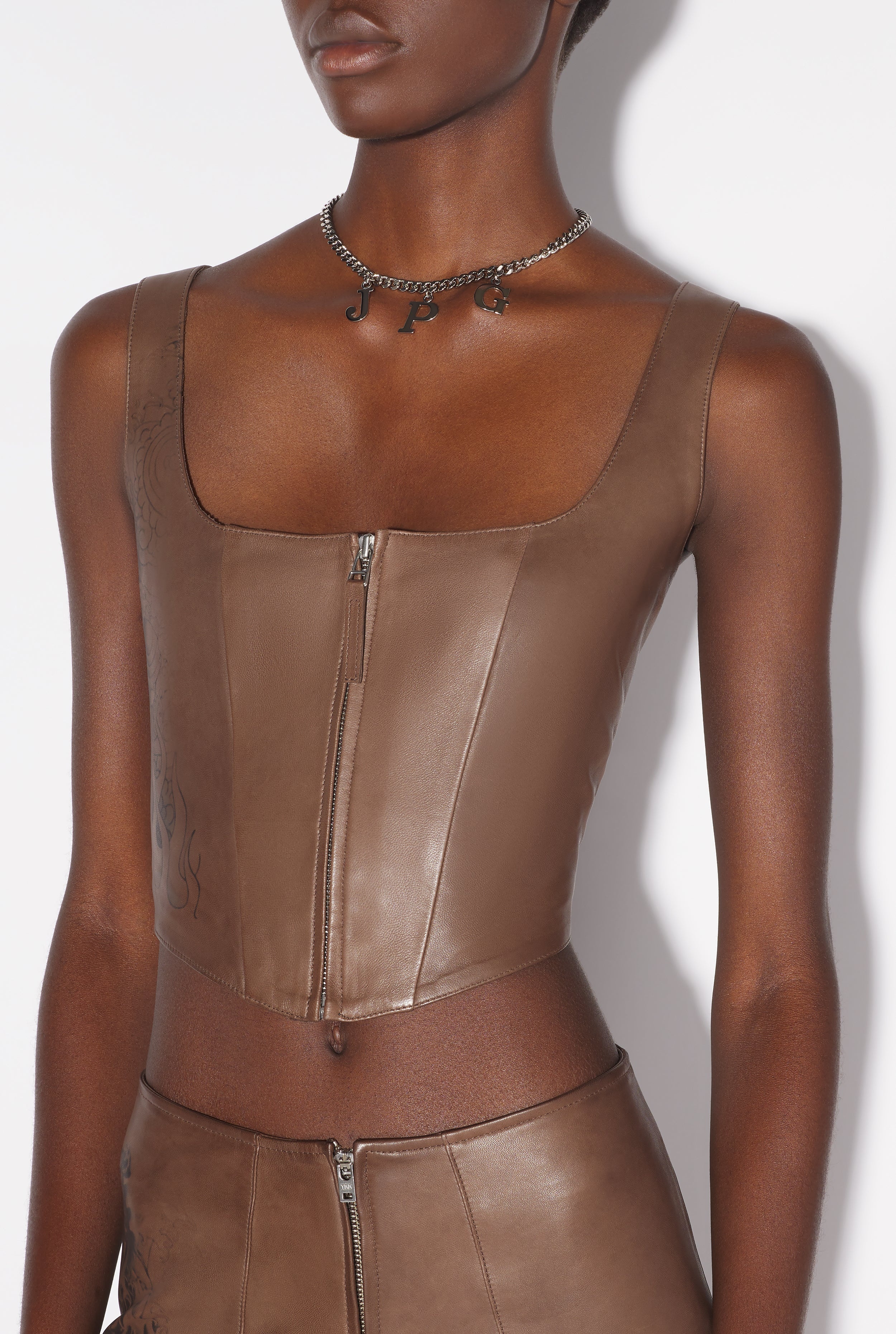 THE EBONY TATTOO LEATHER BUSTIER - 4