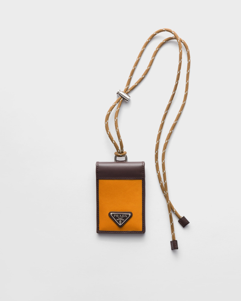 Prada Speedrock Re-Nylon and leather card holder with strap 1