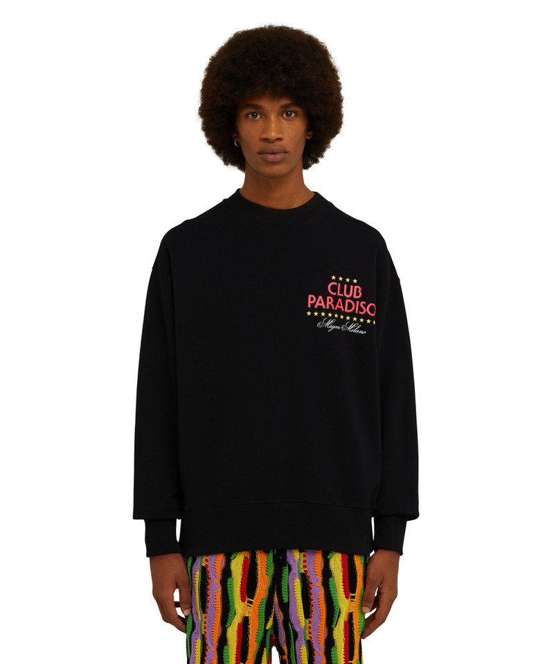 MSGM Solid color cotton crewneck sweatshirt with "club paradiso" graphic outlook