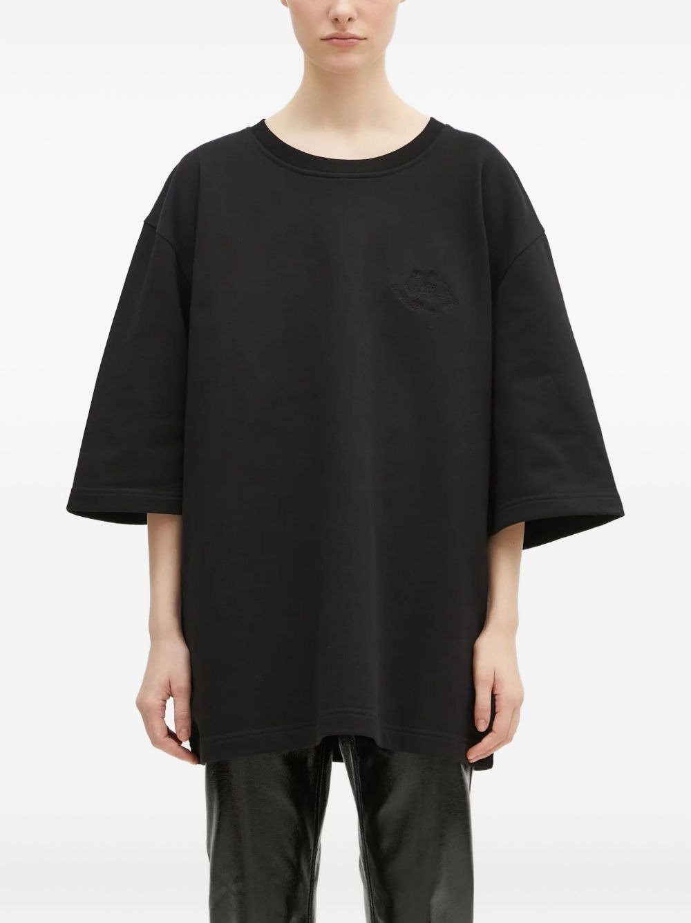 logo-embroidered three-quarter sleeve T-shirt - 3