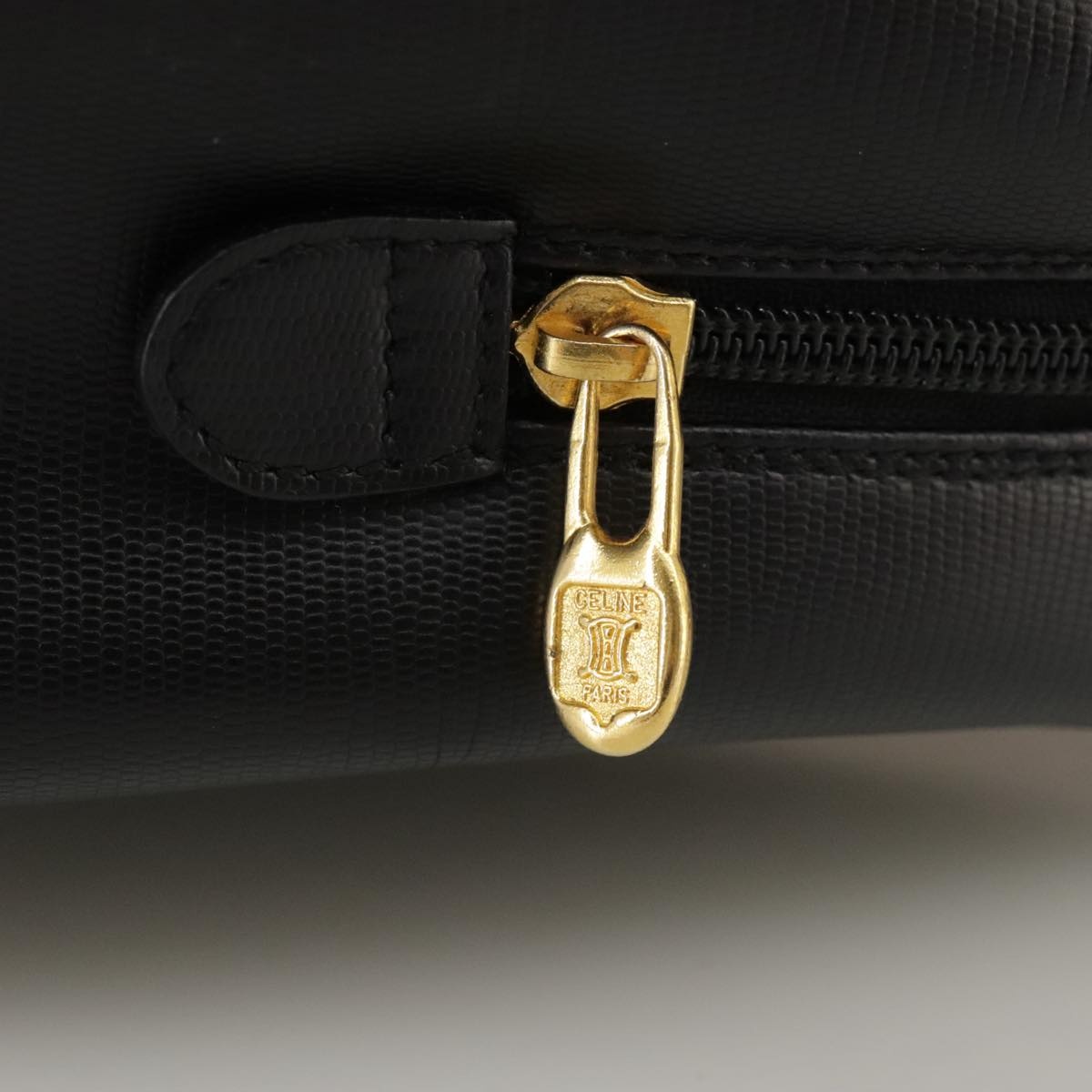 CELINE Hand Bag Leather Black Gold - 13