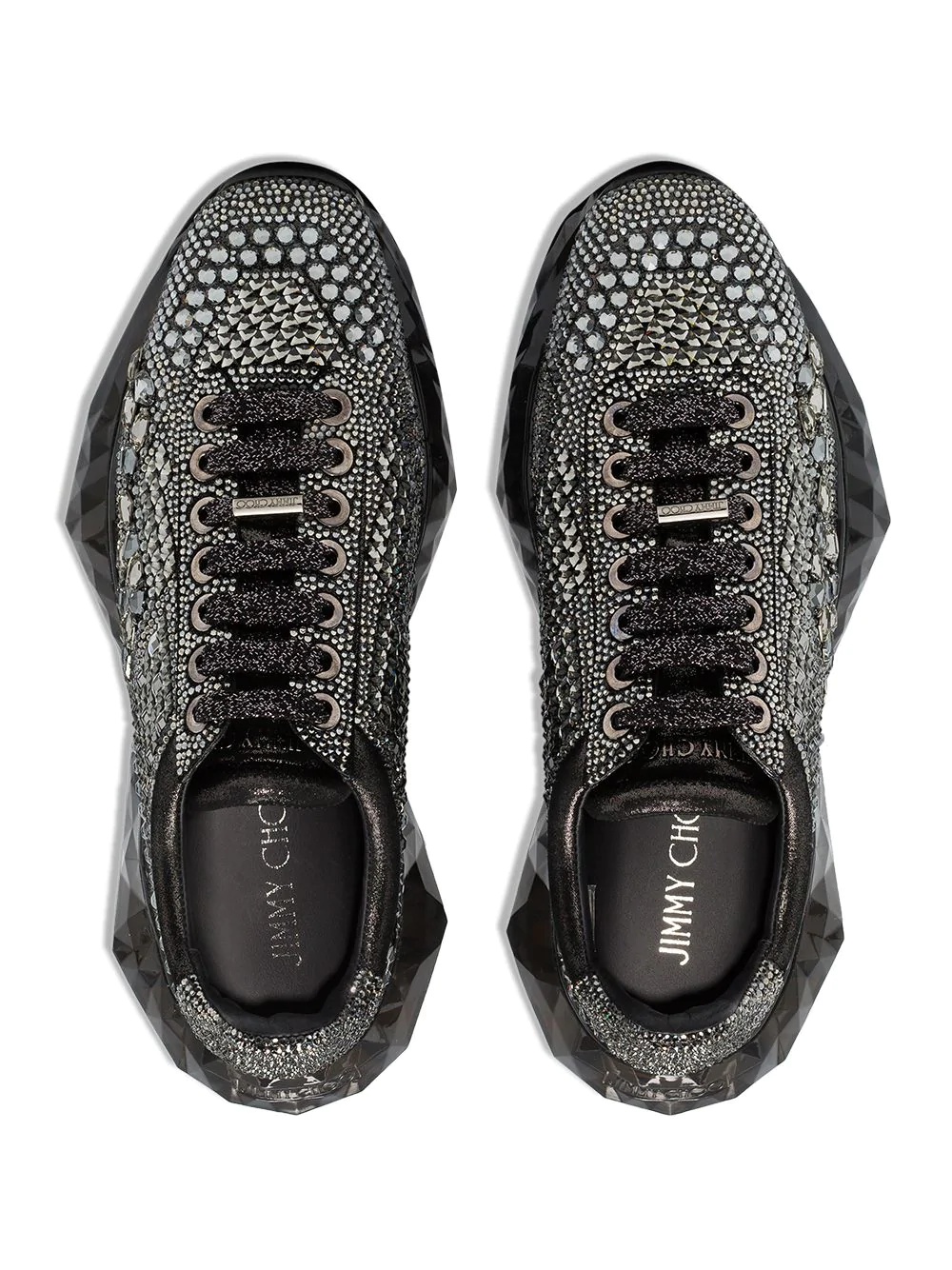 Diamond crystal embellished sneakers - 5