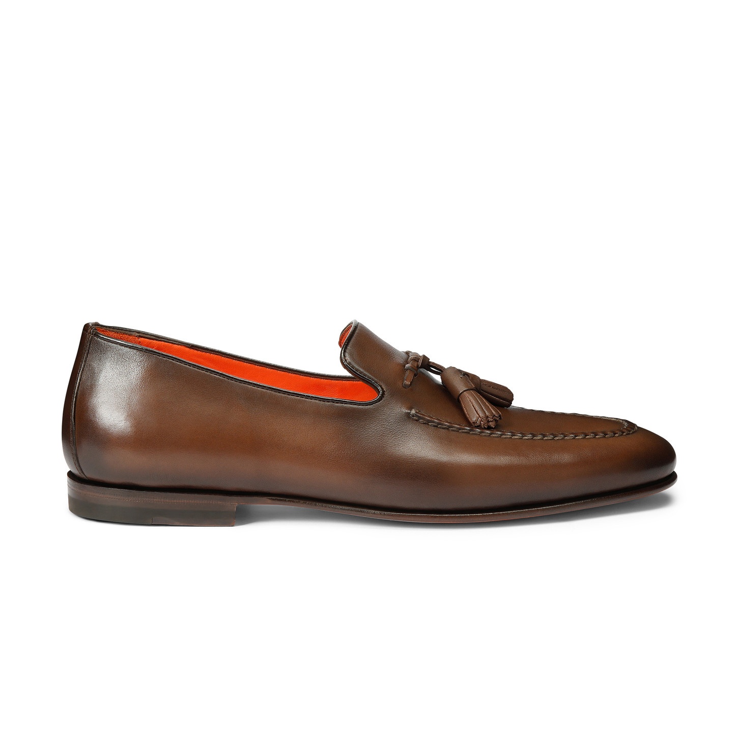 Men's polished brown leather tassel loafer - 1