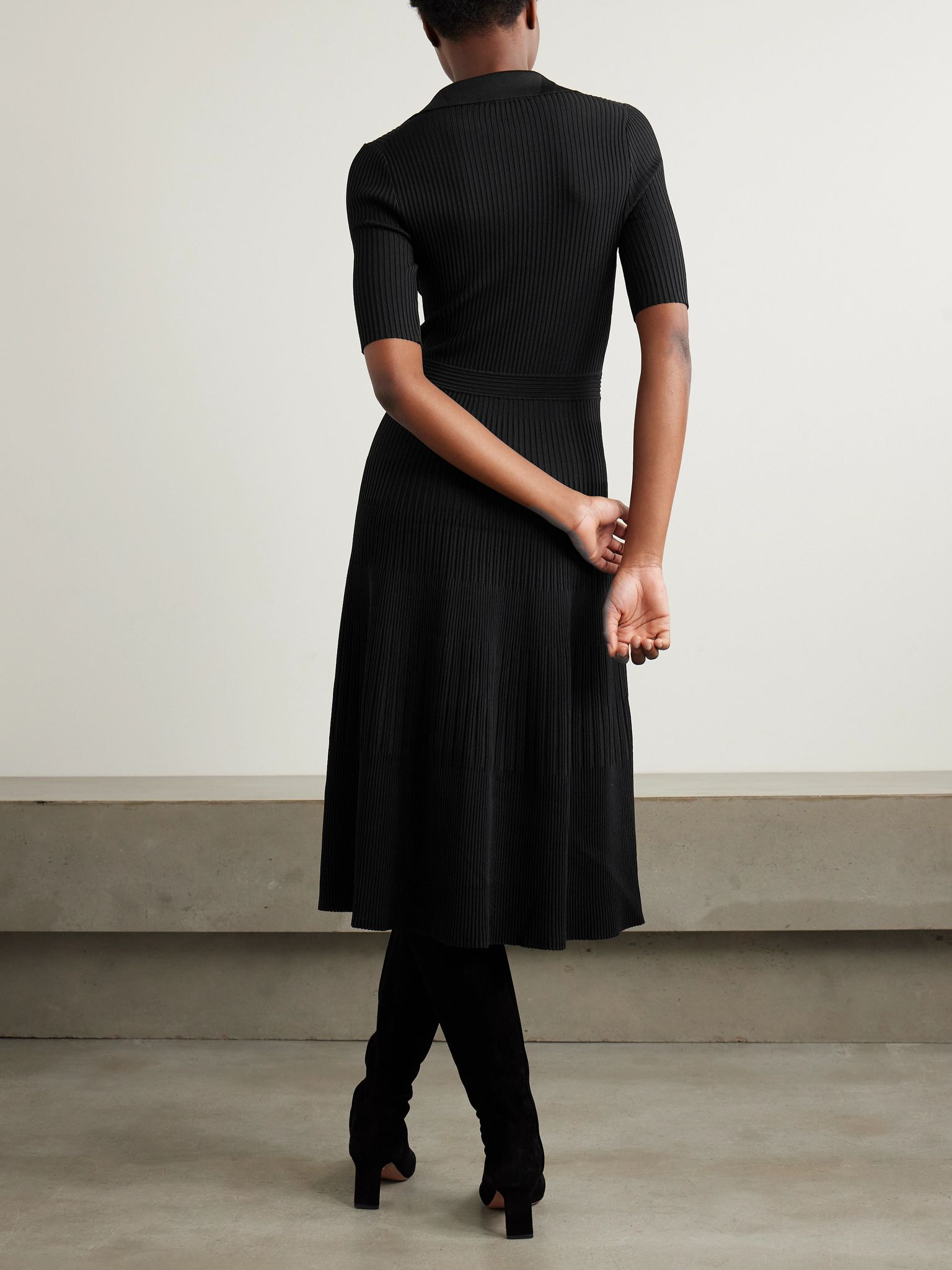 Pati ribbed-knit midi dress Black - 3