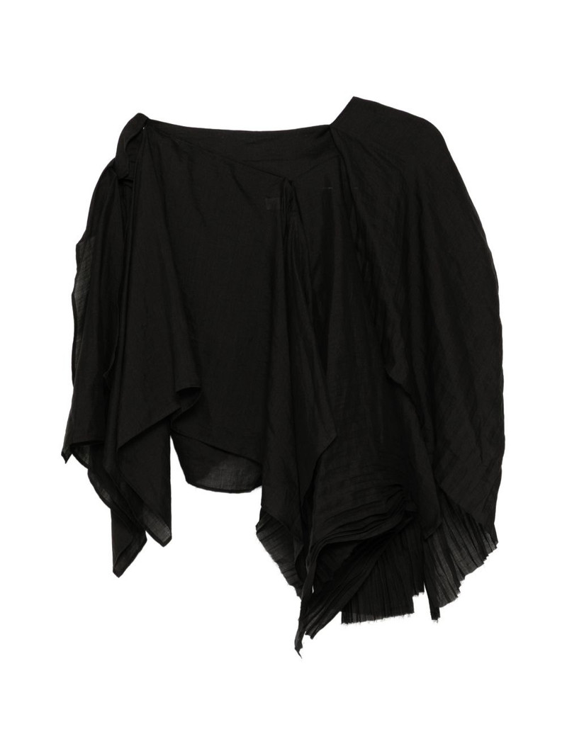 Yohji Yamamoto asymmetric draped midi skirt outlook