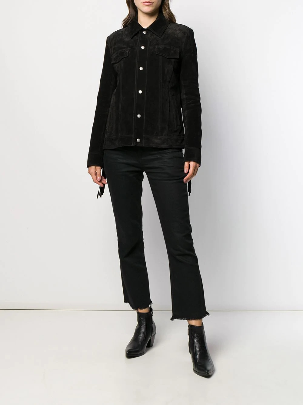 snap fastening fringed jacket - 4