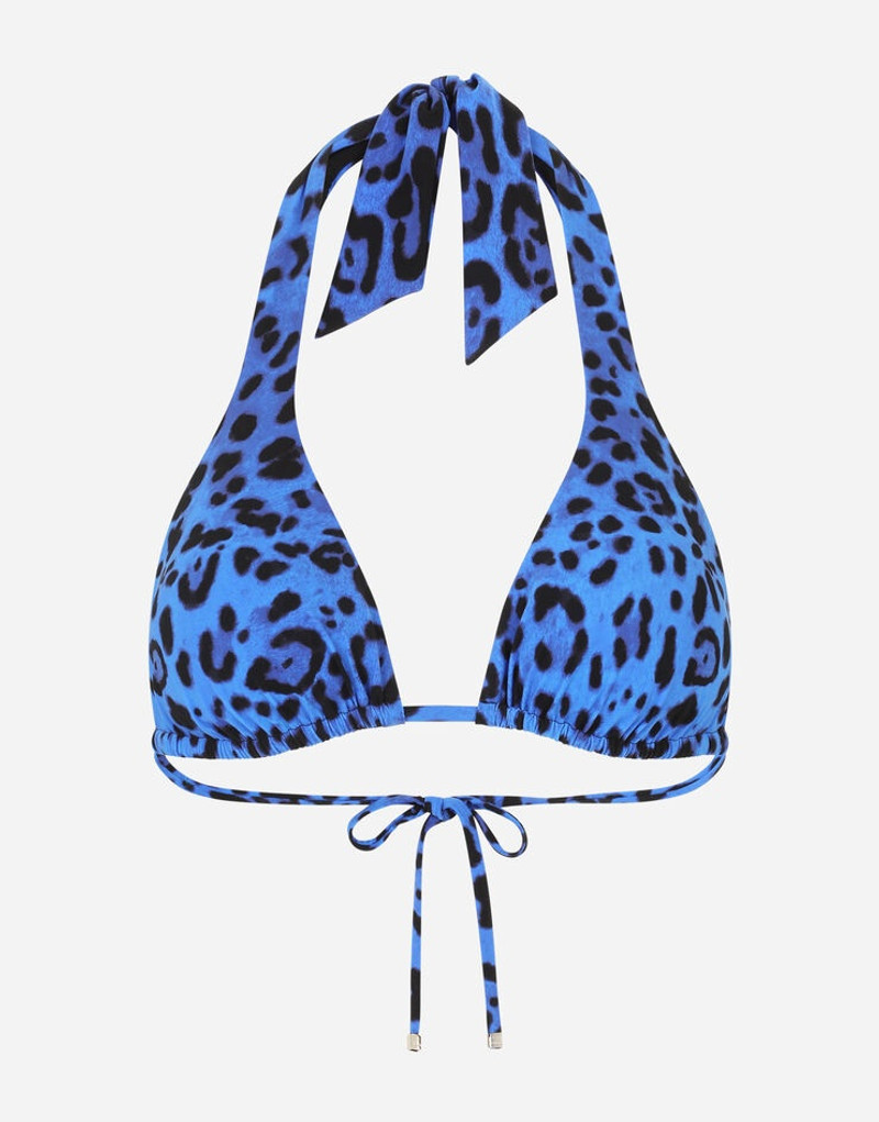 Padded triangle bikini top with neon leopard print 1