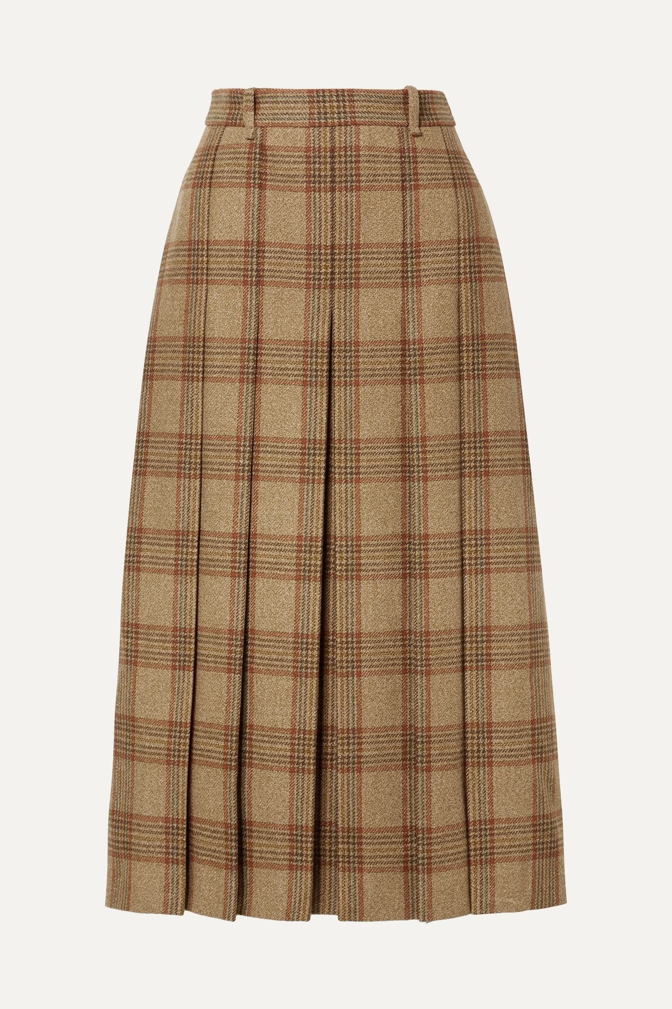 Belted checked wool midi skirt - 1