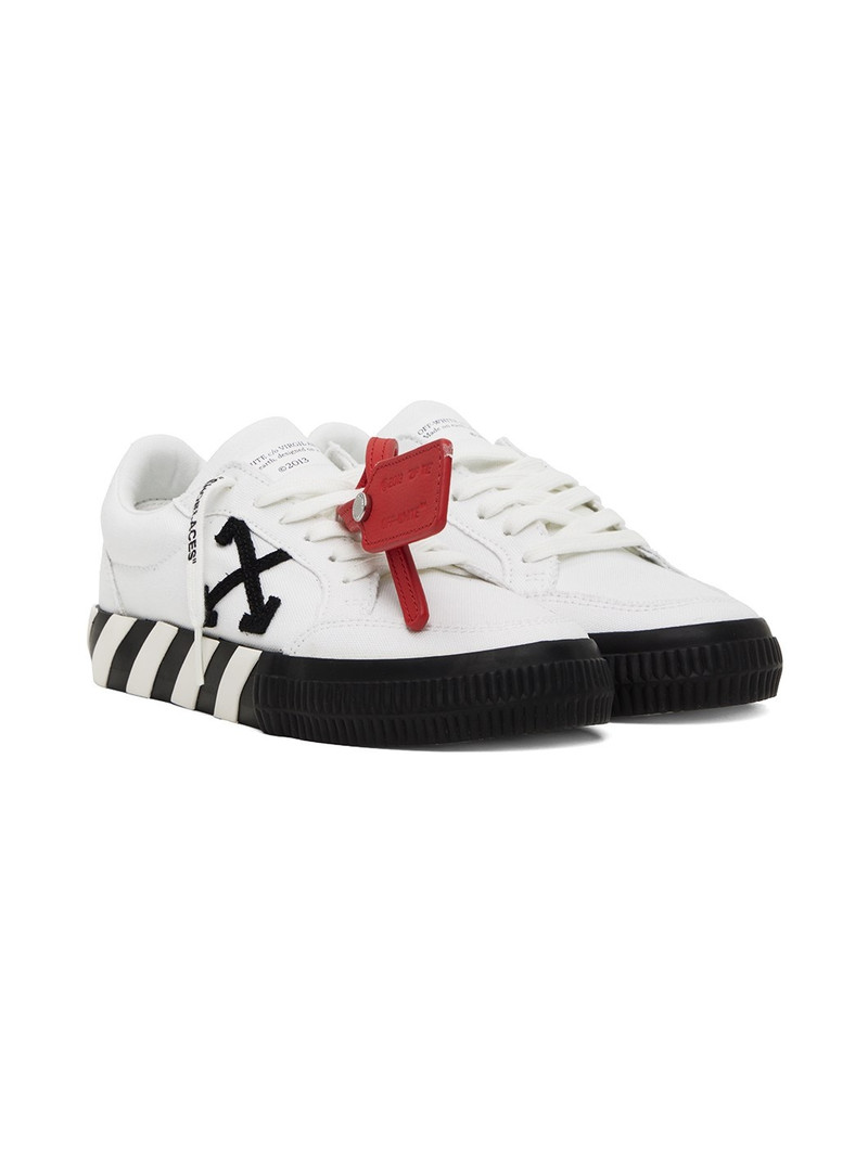 White & Black Vulcanized Low Sneakers 4