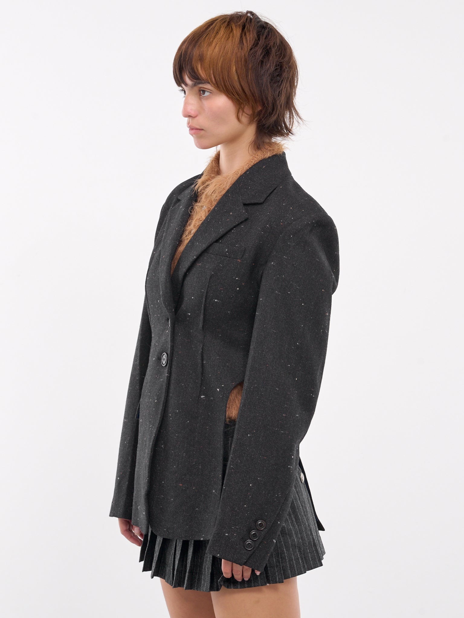 【ANDERSSON BELL】 HARRIS TWEED CUT-OUT HARNESS JACKET GREY Andersson Bell Cut-Out Harness Jacket | hlorenzo | REVERSIBLE