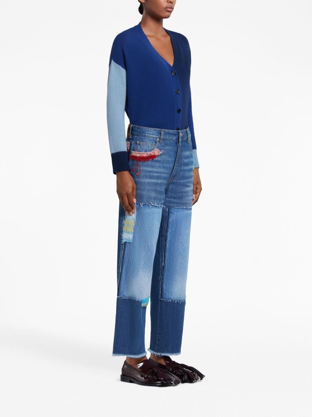 colour-block cashmere cardigan - 2