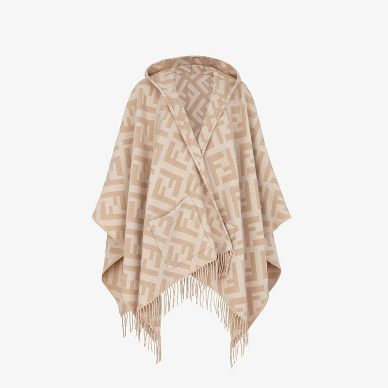 Beige cashmere poncho 1