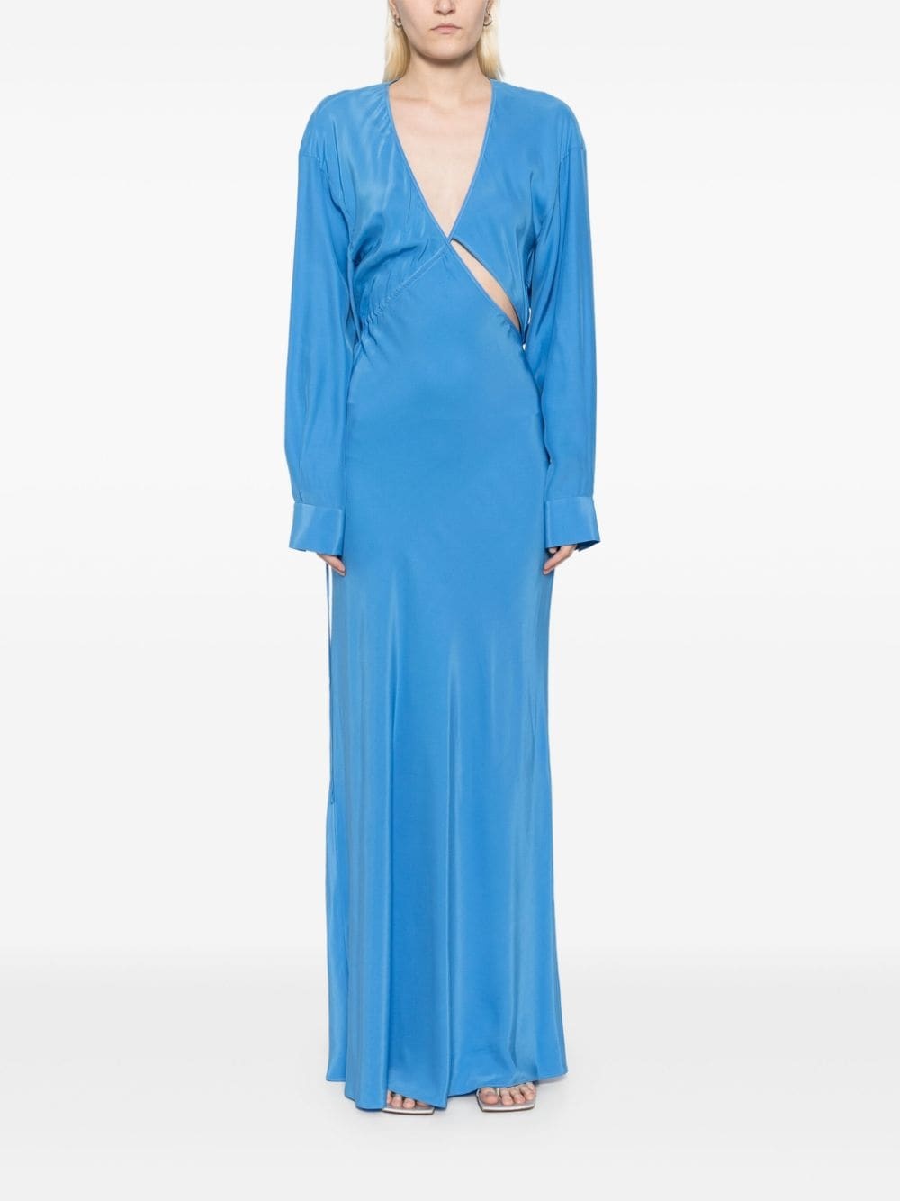 cut-out silk dress - 2