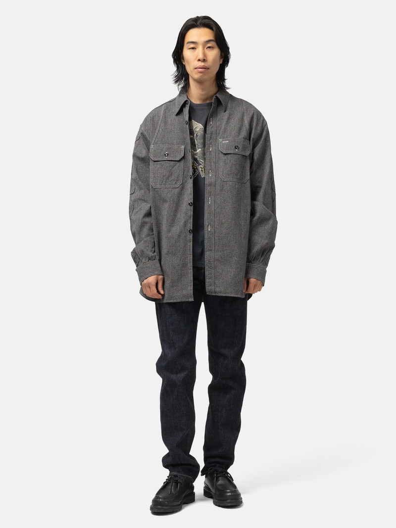 Kapital Grandrelle Chambray BONE Patch Ventilator Workshirt Charcoal outlook