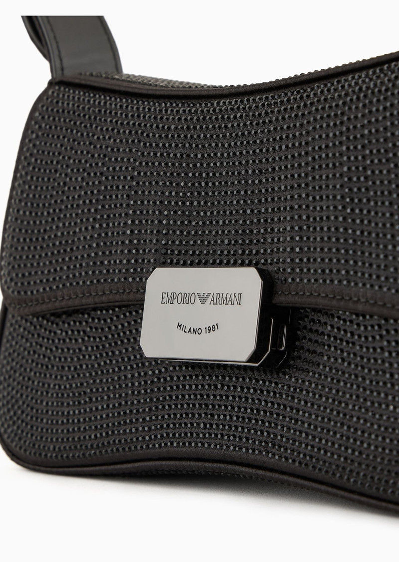 Satin baguette shoulder bag with rhinestones 5