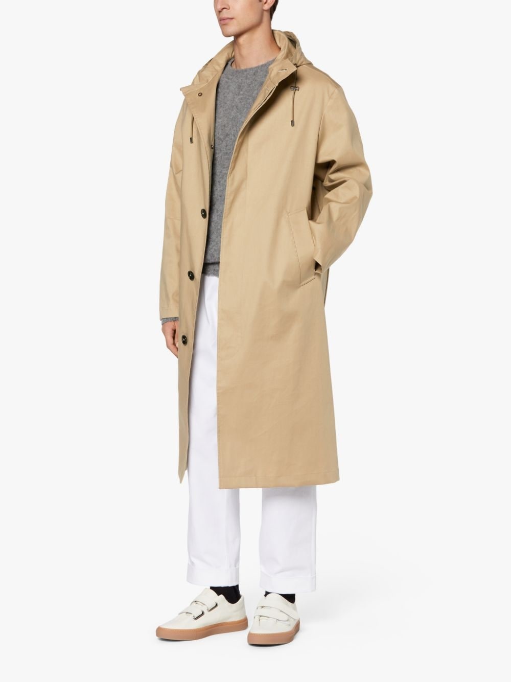 WOLFSON FAWN RAINTEC COTTON LONG HOODED COAT | GMC-110 - 4