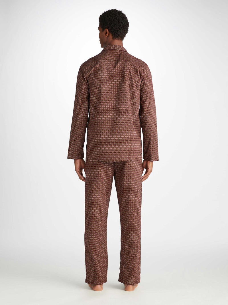 Men's Modern Fit Pajamas Ledbury 72 Cotton Batiste Burgundy - 4