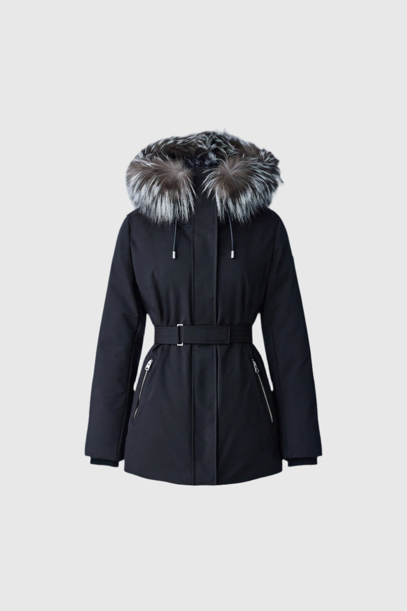 JENI-X 2-in-1 down parka with removable bib and silver fox fur 1