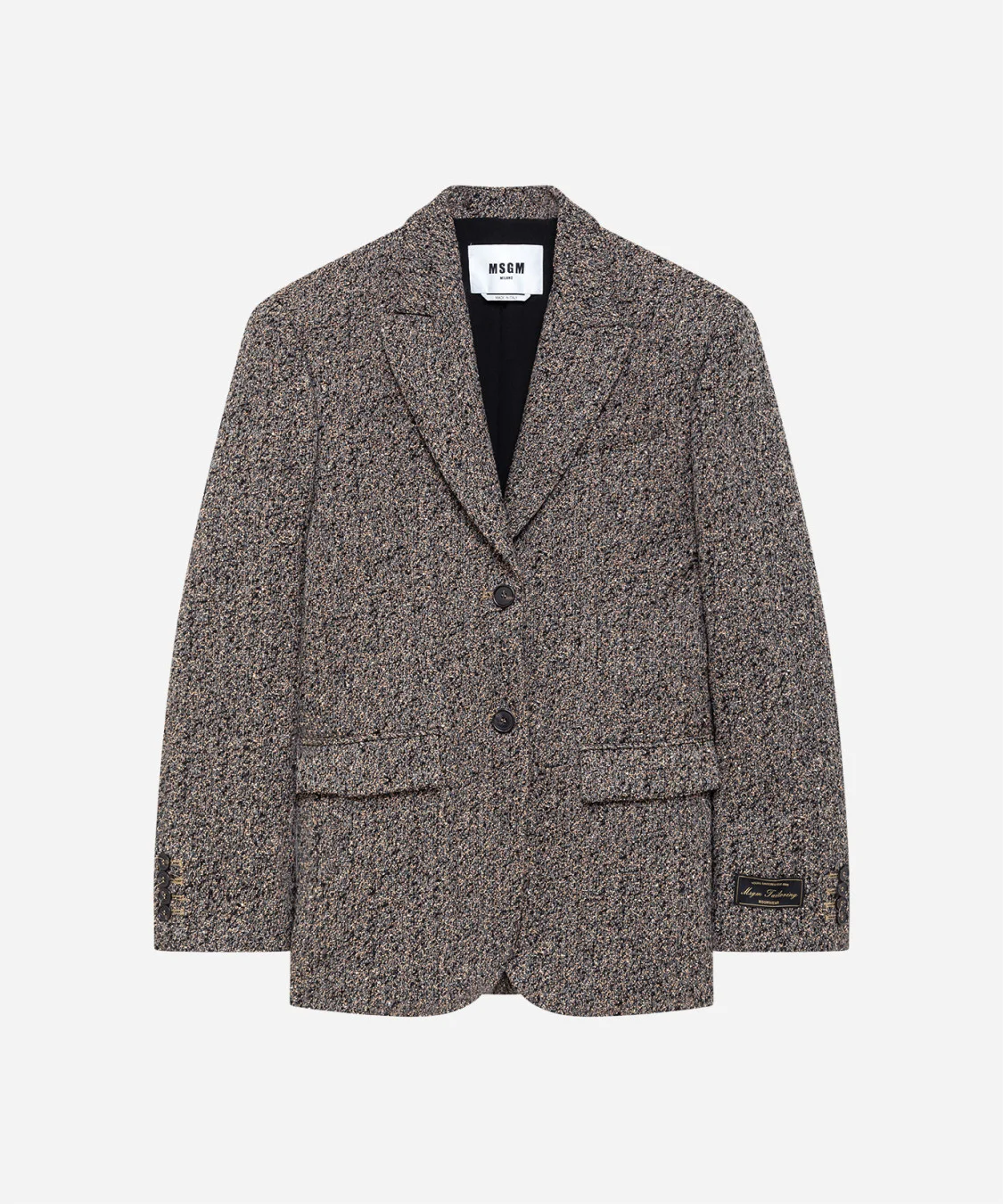 Single-breasted wool jacket with salt-and-pepper pattern - 1